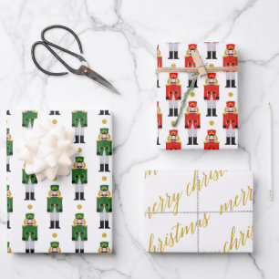 Merry Christmas Calligraphy Traditional Nutcracker Wrapping Paper Sheets