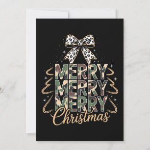 Merry Christmas Camo Leopard Bow Xmas Holiday Vibe Invitation
