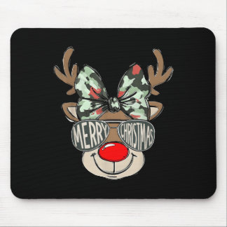 Merry Christmas Camo Reindeer Bow Girl Women Kid H Mouse Pad