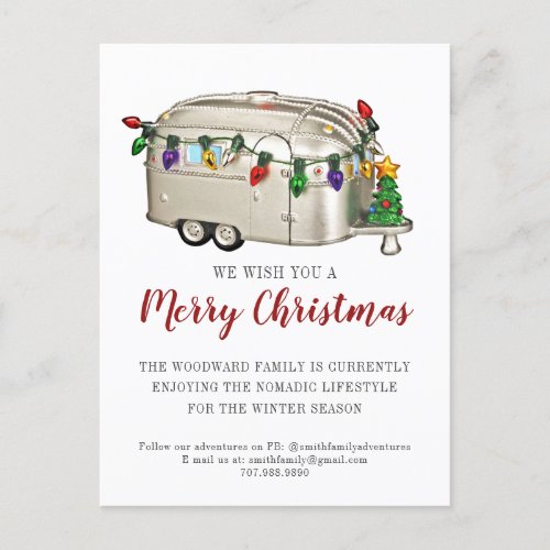 Merry Christmas Campers Greeting On The Road Holiday Postcard