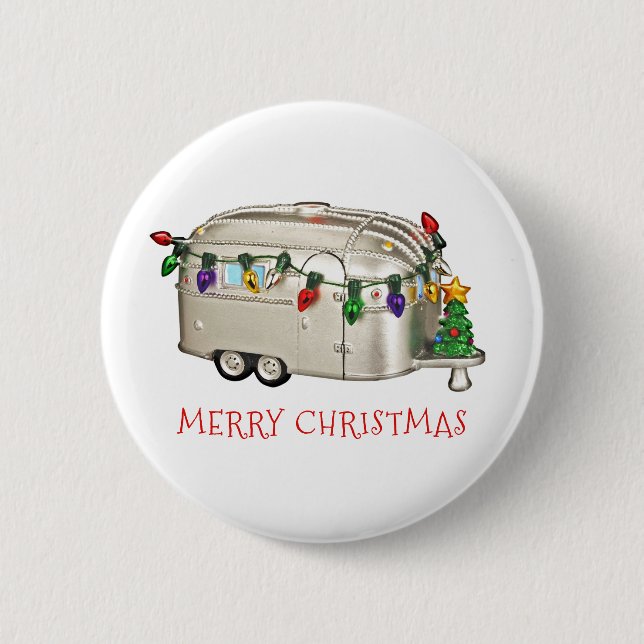 Merry Christmas Camping Trailer Button (Front)