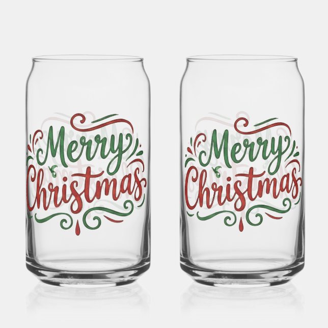 Merry Christmas  Can Glass (Front)