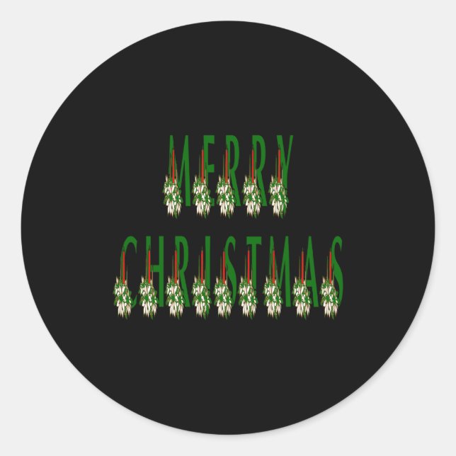 Merry Christmas Candle Font Girls Boys  Classic Round Sticker (Front)