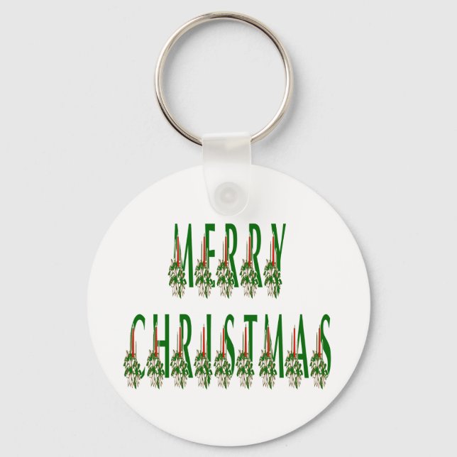 Merry Christmas Candle Font Keychain (Front)