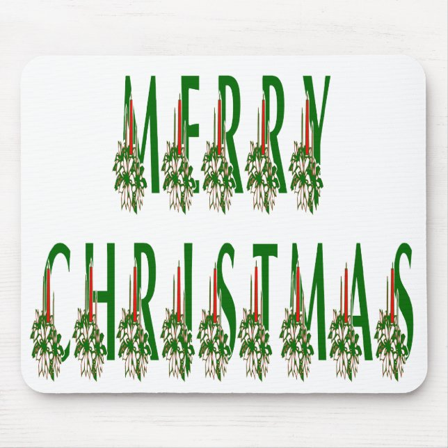 Merry Christmas Candle Font Mouse Pad (Front)
