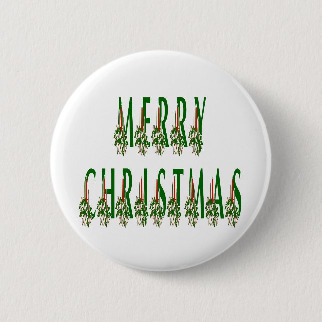 Merry Christmas Candle Font Pinback Button (Front)