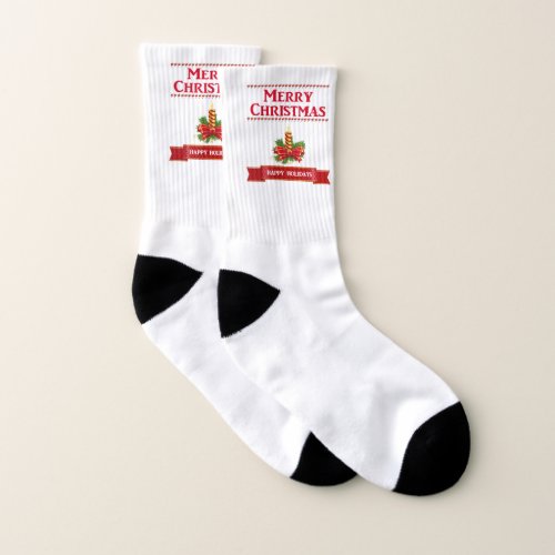 Merry Christmas Candle redclr Socks