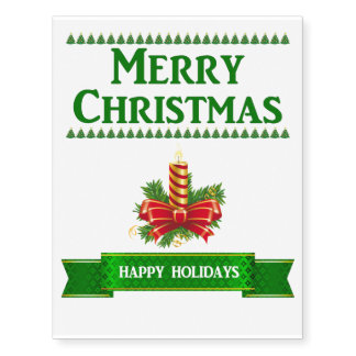 Merry Christmas Candle Temporary Tattoos