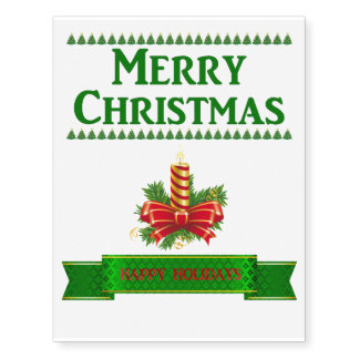 Merry Christmas Candle Temporary Tattoos