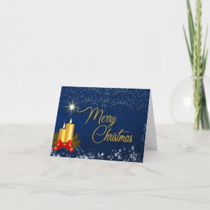Merry Christmas Candle w/editable Message of Faith Letterpress Thank You Card