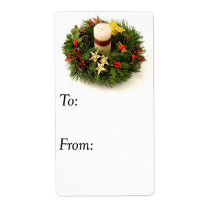 Merry Christmas Candle Wreath Gift Tag