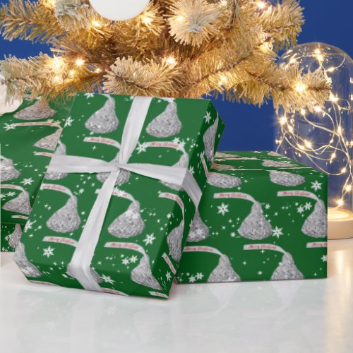 Merry Christmas Candy And Snowflakes Wrapping Paper