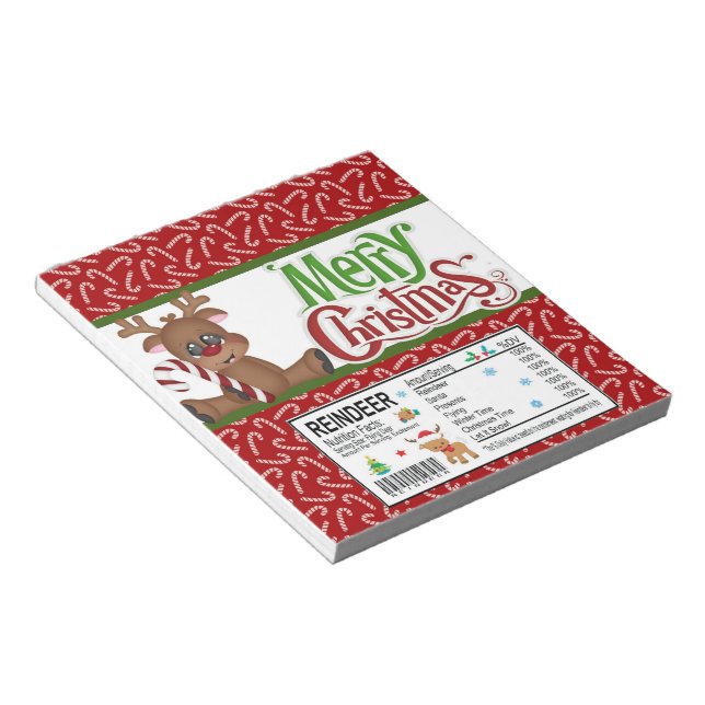 Merry Christmas Candy Bar Wrapper Party Favors Notepad (Angled)