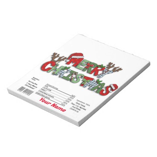 Merry Christmas Candy Bar Wrappers Favors Notepad