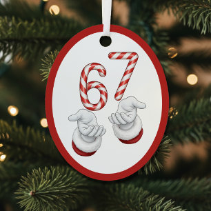 Merry Christmas Candy Cane 6-7 Meme Funny Metal Ornament