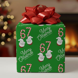 Merry Christmas Candy Cane 6-7 Meme Pattern Wrapping Paper