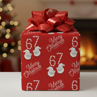 Merry Christmas Candy Cane 6-7 Meme Pattern Wrapping Paper