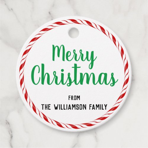 Merry Christmas Candy Cane Circle Gift Tag