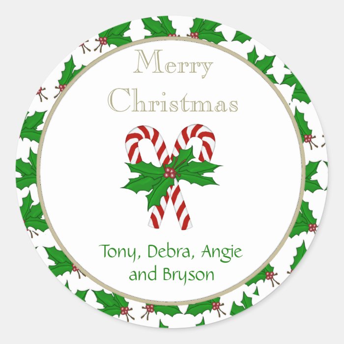 Merry Christmas Candy Cane Collection Stickers