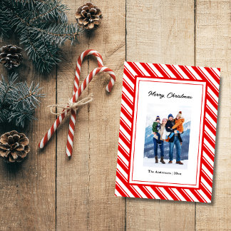 Merry Christmas Candy Cane Custom Photo Holiday Card