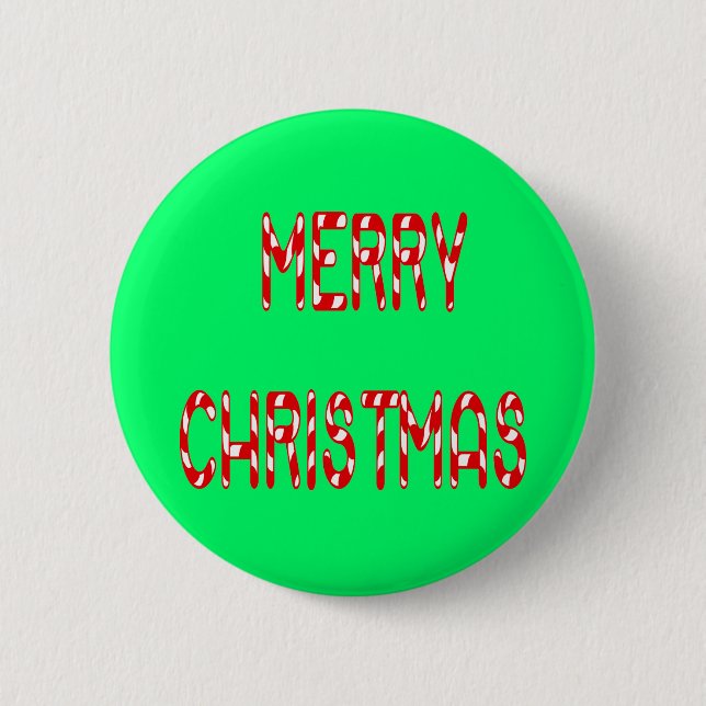 Merry Christmas Candy Cane Font Button (Front)