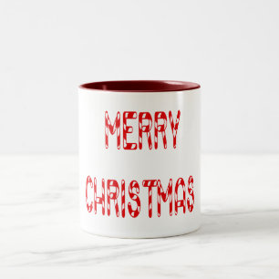 Merry Christmas Candy Cane Font Two-Tone Coffee Mug