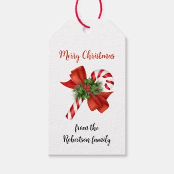 Merry Christmas Candy Cane Gift Tag by AJsGraphics at Zazzle