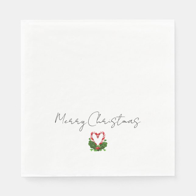 Merry Christmas Candy Cane Heart Sweet Holiday Napkins (Front)