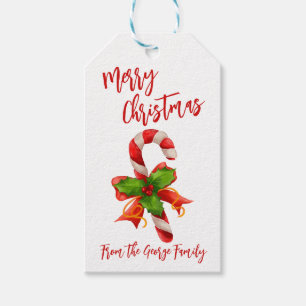 Merry Christmas Candy Cane Holiday Gift Tags