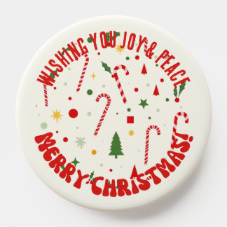 Merry Christmas Candy Cane Holiday Pattern PopSocket