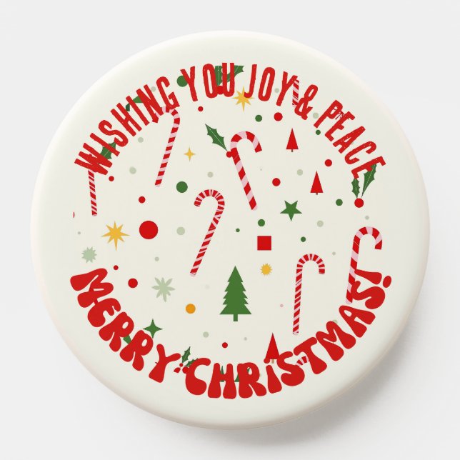 Merry Christmas Candy Cane Holiday Pattern PopSocket (Popsocket)