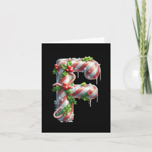 Merry Christmas Candy Cane Letter F Premium Card
