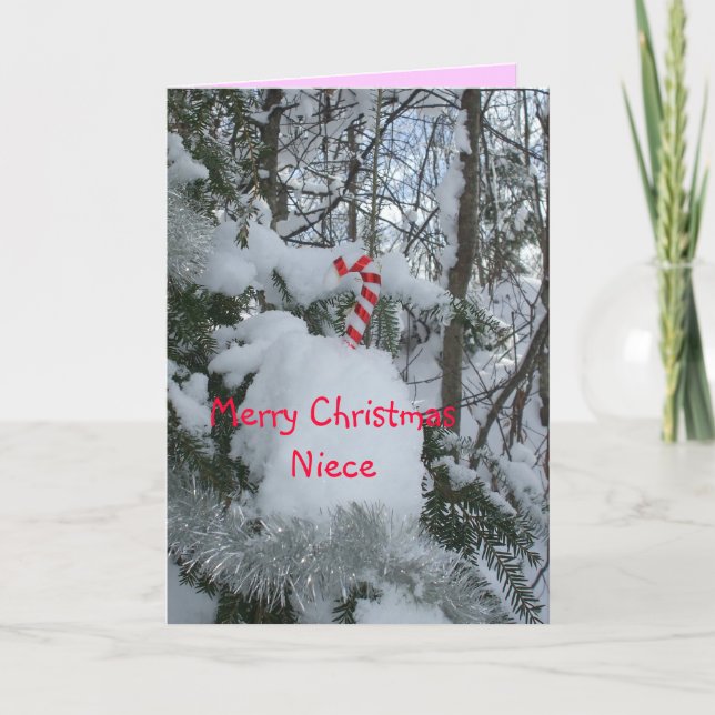 Merry Christmas Candy Cane Niece Holiday Card (Front)