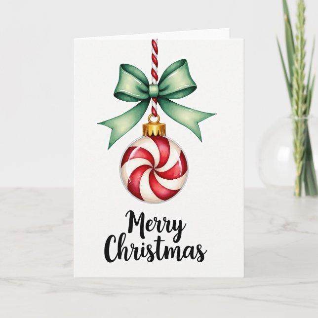 Merry Christmas Candy Cane Ornament Card (Front)