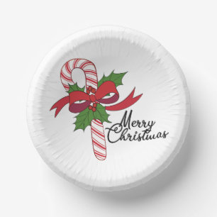 Merry Christmas Candy Cane Paper Bowls