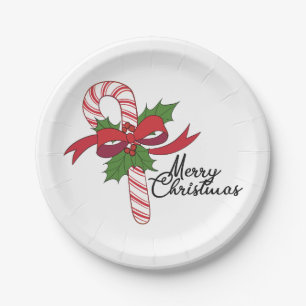 Merry Christmas Candy Cane Paper Plates