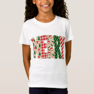 Merry Christmas Candy Cane Pattern   Red & Green H T-Shirt