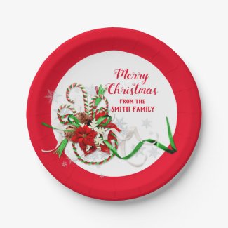 Merry Christmas Candy Cane Poinsettia