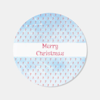 Merry Christmas Candy Cane Snowfall Background Classic Round Sticker