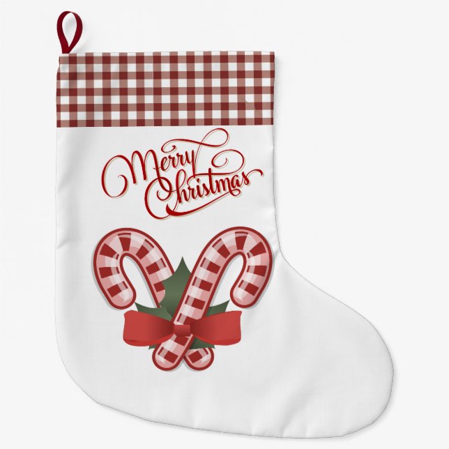Merry Christmas Candy Cane Stocking (Front)