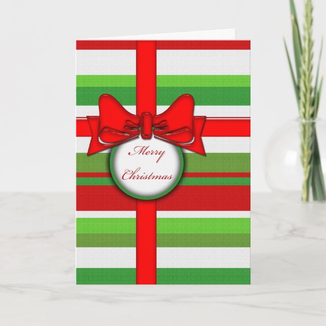 merry christmas candy cane stripe holiday card (Front)