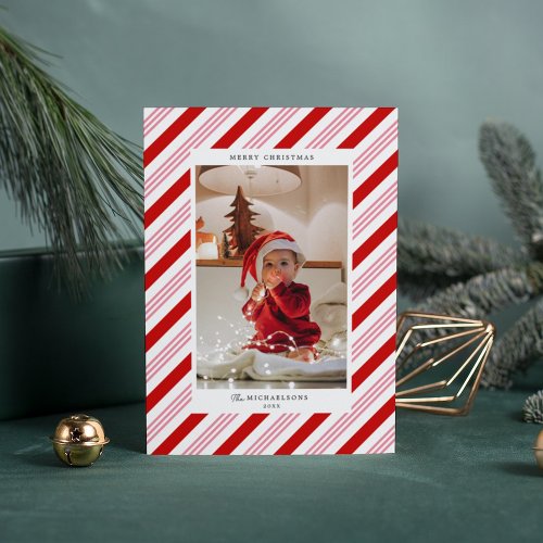 MERRY CHRISTMAS  Candy Cane Stripes Holiday Card