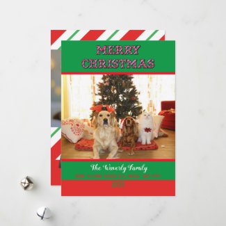 Merry Christmas Candy Cane Stripes Photo