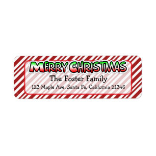 Merry Christmas Candy Cane Stripes Whimsical Label