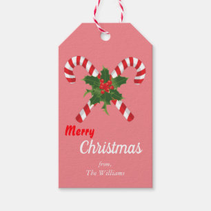 Merry christmas candy cane sweet red white - pink gift tags