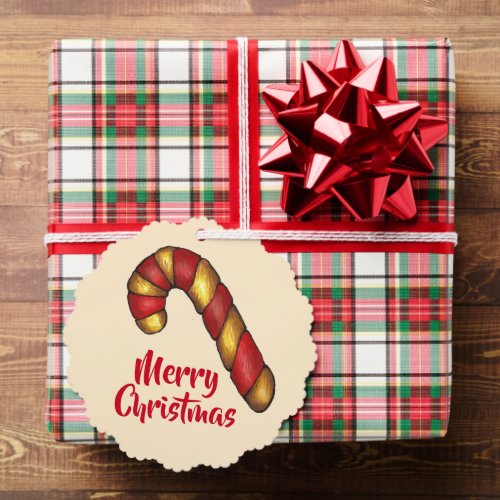 Merry Christmas Candy Cane Twist Sugar Cookie Ornament Card