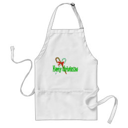 Merry Christmas Candy Canes Adult Apron