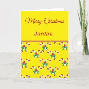 Merry Christmas Candy canes and ribbon Card