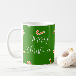 Merry Christmas candy canes green Coffee Mug