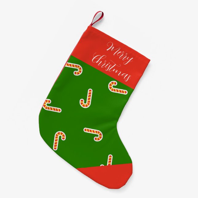 Merry Christmas candy canes green Small Christmas Stocking (Front (Hanging))
